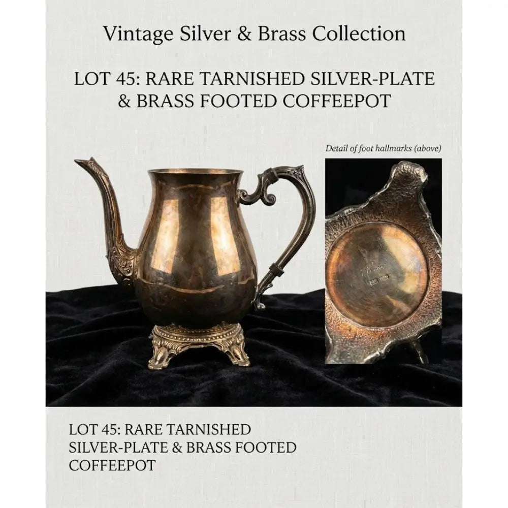 Vintage British Silver-Plated Coffee Pot with Walnut Handle